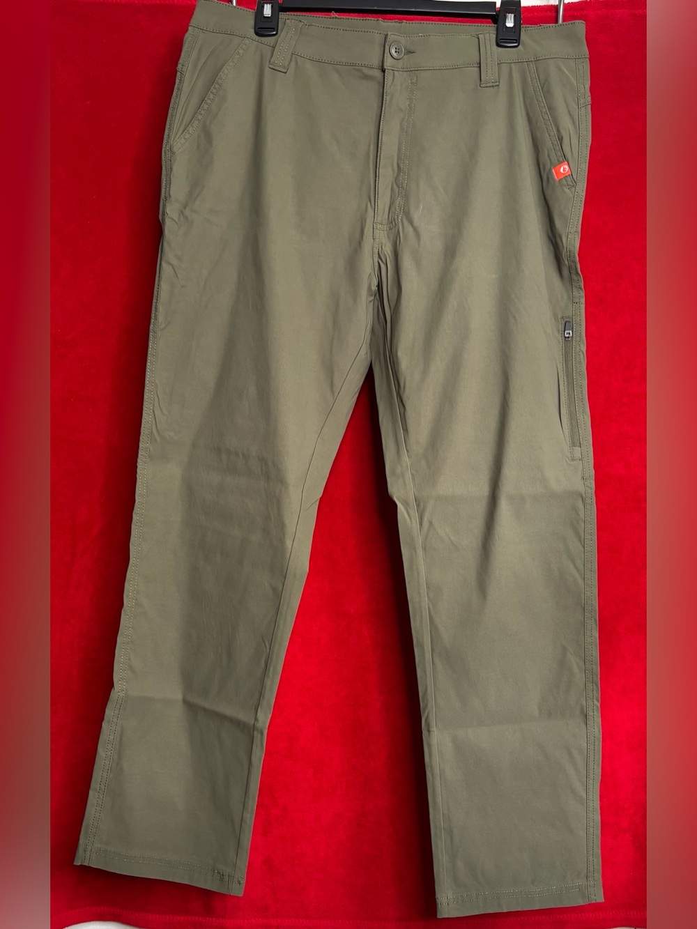 The American Outdoorsman Utility Hiking Pants Olive Green Stretch 34x30
